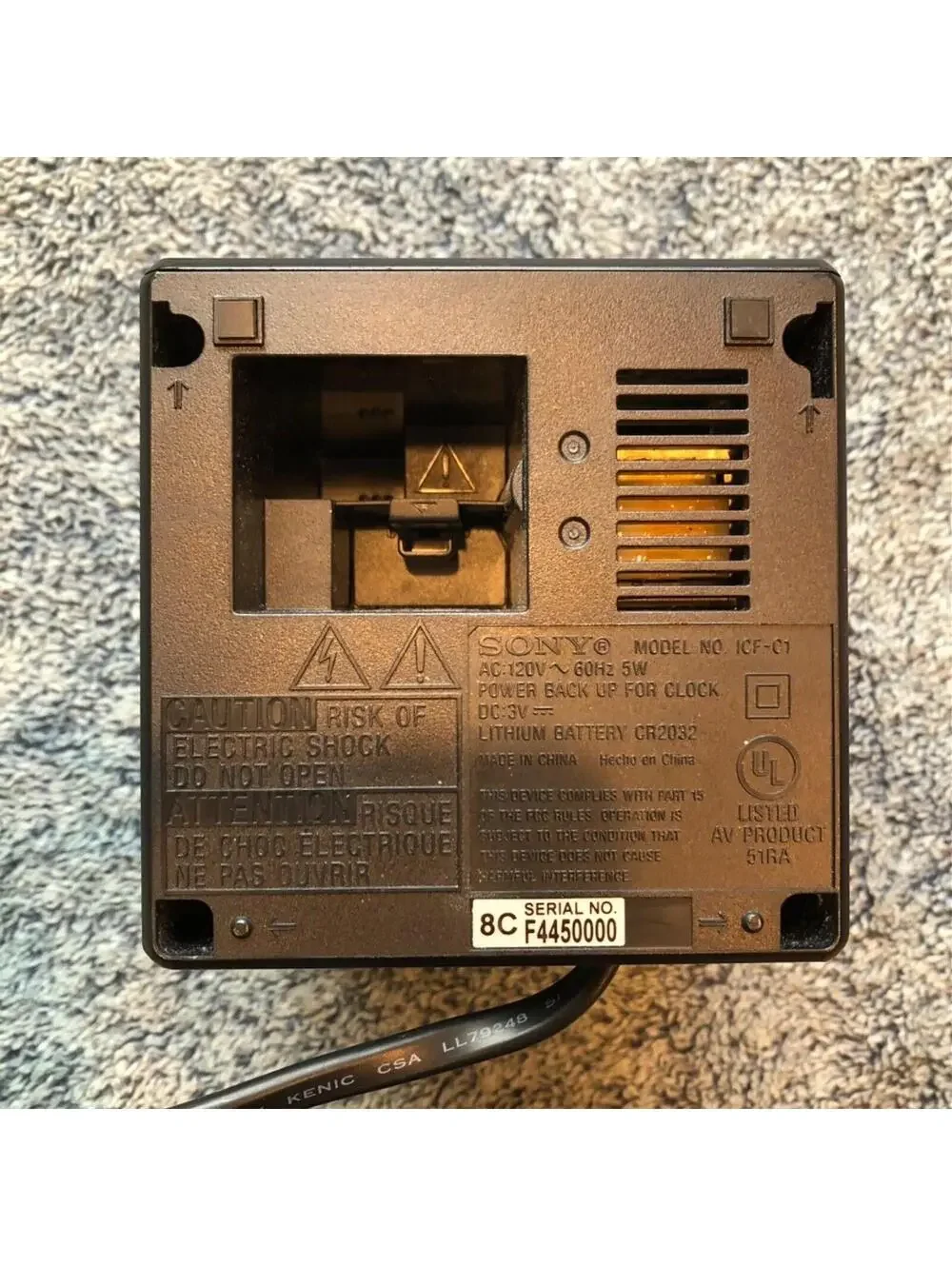 Sony ICF-C1 Desktop Alarm Clock AM FM Radio Black Sony Works Great